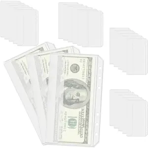 A6 Binder Pockets for 6 Ring Binder, 24 count Clear  Envelopes for Budgeting, Side Loading High Capacity  Organizer