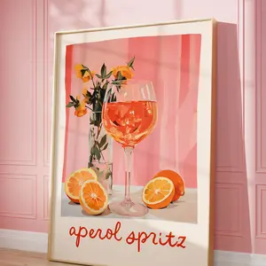 Printable Wall Art, Trendy Bar Cart Print, Vintage Cocktail Poster, Aperol Spritz Cocktail Poster, Kitchen Wall Decor