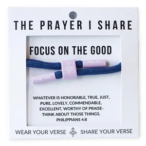The Prayer I Share Focus on the Good Philippians 4:8 Unisex Adjustable Cuff White Bracelet Resin Band Trendy Fashionable Accessories Faith Wear Jewelry