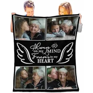Eyesoul Personalized Memorial Blanket with Pictures in Loving Memory Gifts, Customized Picture Throw Blanket for Adult Kid Birthday Christmas Halloween New Year Mothers Fathers Valentines Day Gift