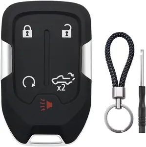 Key Fob Shell Case Replacement Fits for Chevy Silverado 2022 2021 2020 2019 and GMC Sierra 1500 2500HD 3500HD 5 Button Keyless Entry Remote Control Smart Car Key Fob Cover