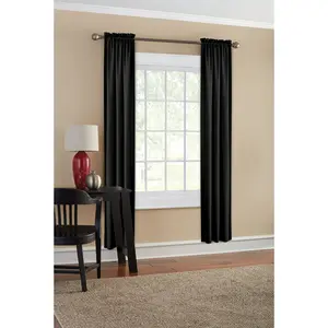 Mainstays Blackout Curtain Panel Pair, Set of 2, Black, 30"W x 84"L