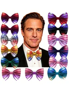 LED Glowing Rhinestone Bow Tie Party Decoration Belt, 10pcs Per Pack, Suitable for Adults and Teens, All Seasons, Light Up Bow Ties