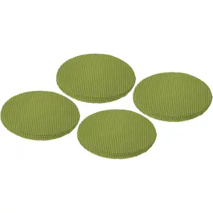 Round Bar Stool Covers 4 Pack, Round Chair Covers with Elastic Bands Dia.11-14", Round Seat Cushions for Chairs Stool Slipcovers - Green