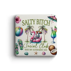 Salty Bitch Social Club Magnet, Funny Flamingo Skeleton Tropical Vibes