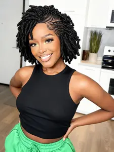 Fashion New African Curls HD Full Lace Wig, Unique Handmade Braids, Valentine's Day Gift, Stylish Afro-Centric Design, HD Lace Wigs, Synthetic Curly Wigs