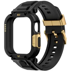 Men's Sport Shockproof Rugged Compatible with Apple Watch Band 49mm 46mm 45mm 44mm Case Protective Strap Unisex Design for Women & Men, Wearable, Smart Watch Accessories