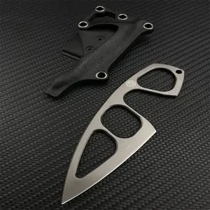 High-hardness full-tang mini knife with sheath, crafted entirely from 440C steel. Compact and portable, this versatile utility knife is ideal for outdoor activities including camping, hiking, and fishing.