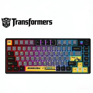 Transformers TF-GK03 RGB Knob Esports Gaming Keyboard 3-Mode Wireless Wired Bluetooth 81 Keys Hot-Swappable Gasket Structure PBT Keycaps 4000mAh RGB Backlit Full Key Anti-Ghosting Gaming Keyboard
