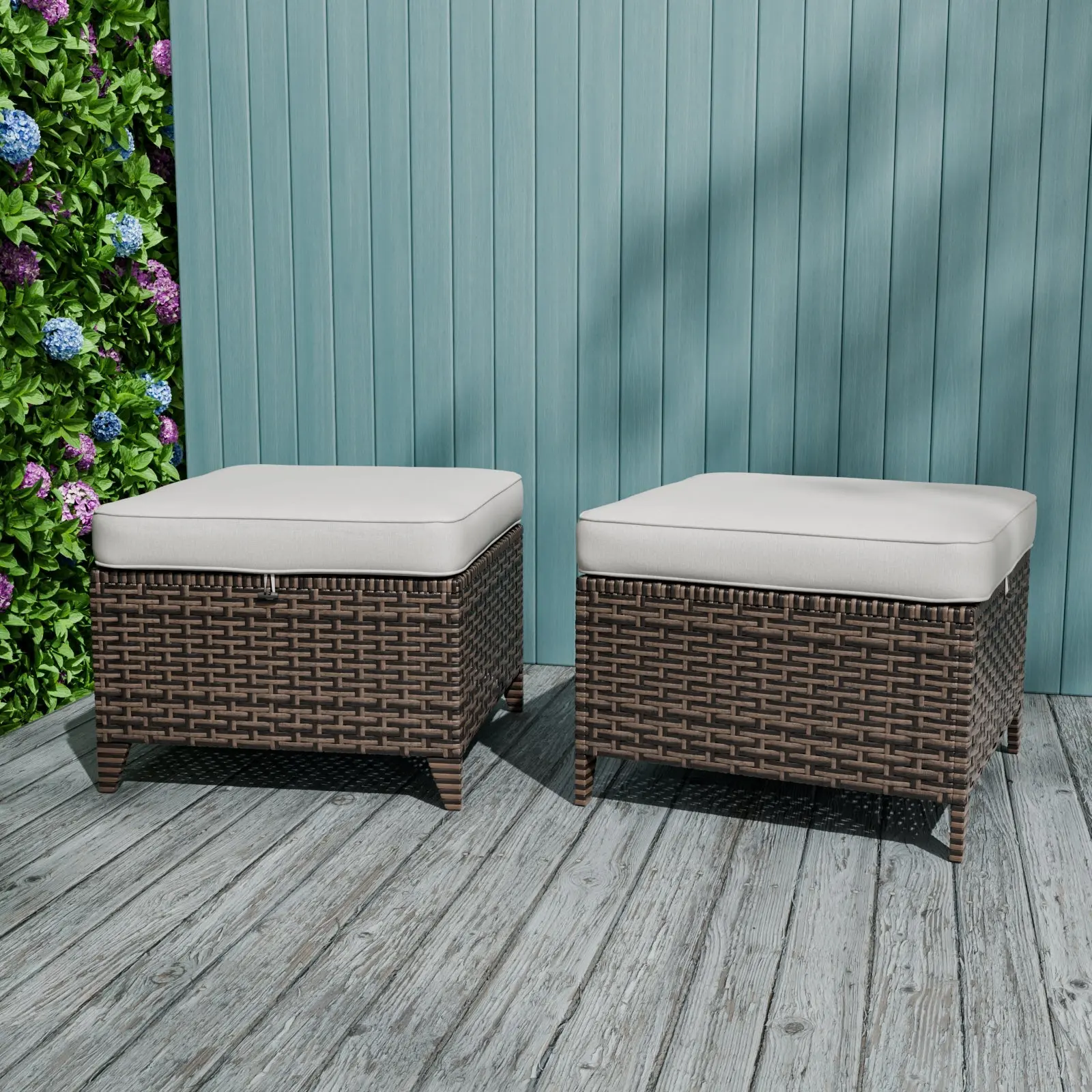 Ocean Vista 2 Piece Wicker Patio Ottoman Set Ocean Vista 2 Piece Wicker Patio Ottoman Set