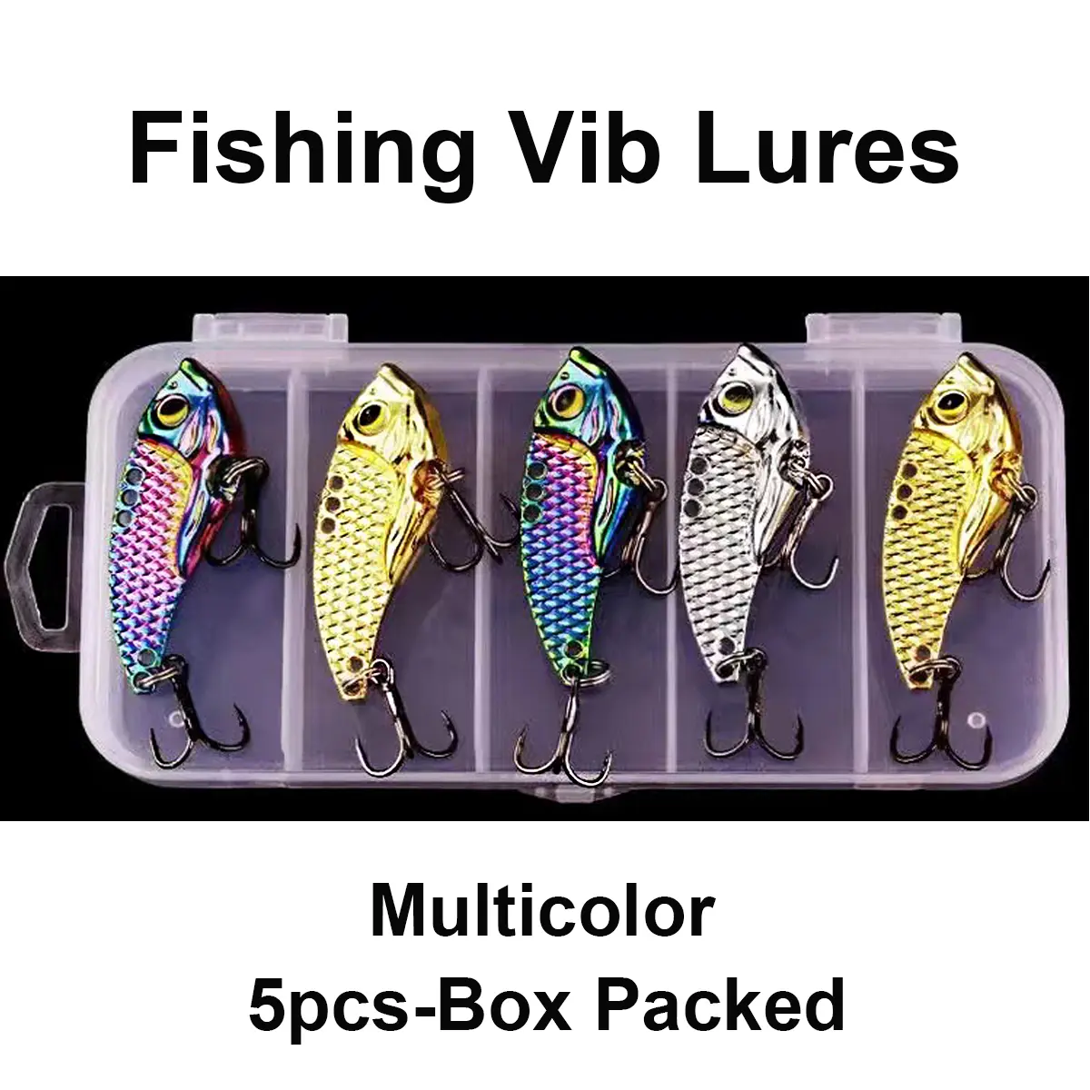 5PCS Box packed Fishing Lures Sinking Metal VIB Baits Hard Blade Bait for Bass Trout Freshwater Saltwater Fishing Blade Lure Spoons Gifts for Men