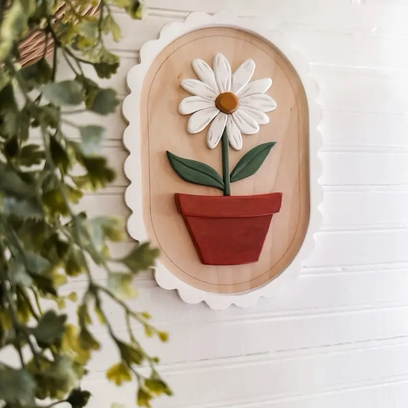 3D Hand-carved Daisy Wall Sign