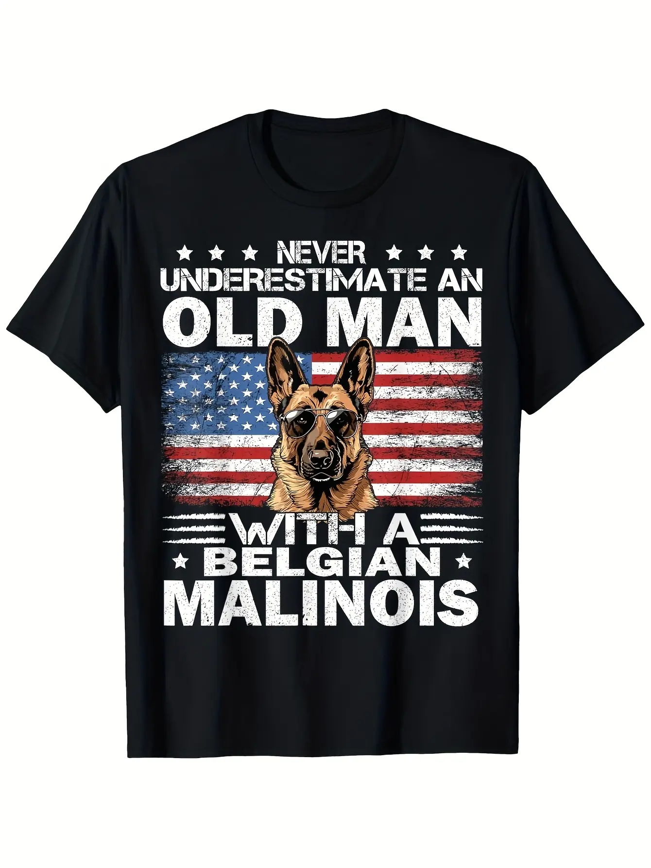 Belgian Malinois Dog Breed Never Underestimate an unisex soft cotton short sleeve t shirt, vintage graphic casual tee for men women teens, perfect birthday holiday gift for camping travel gym daily street  wear