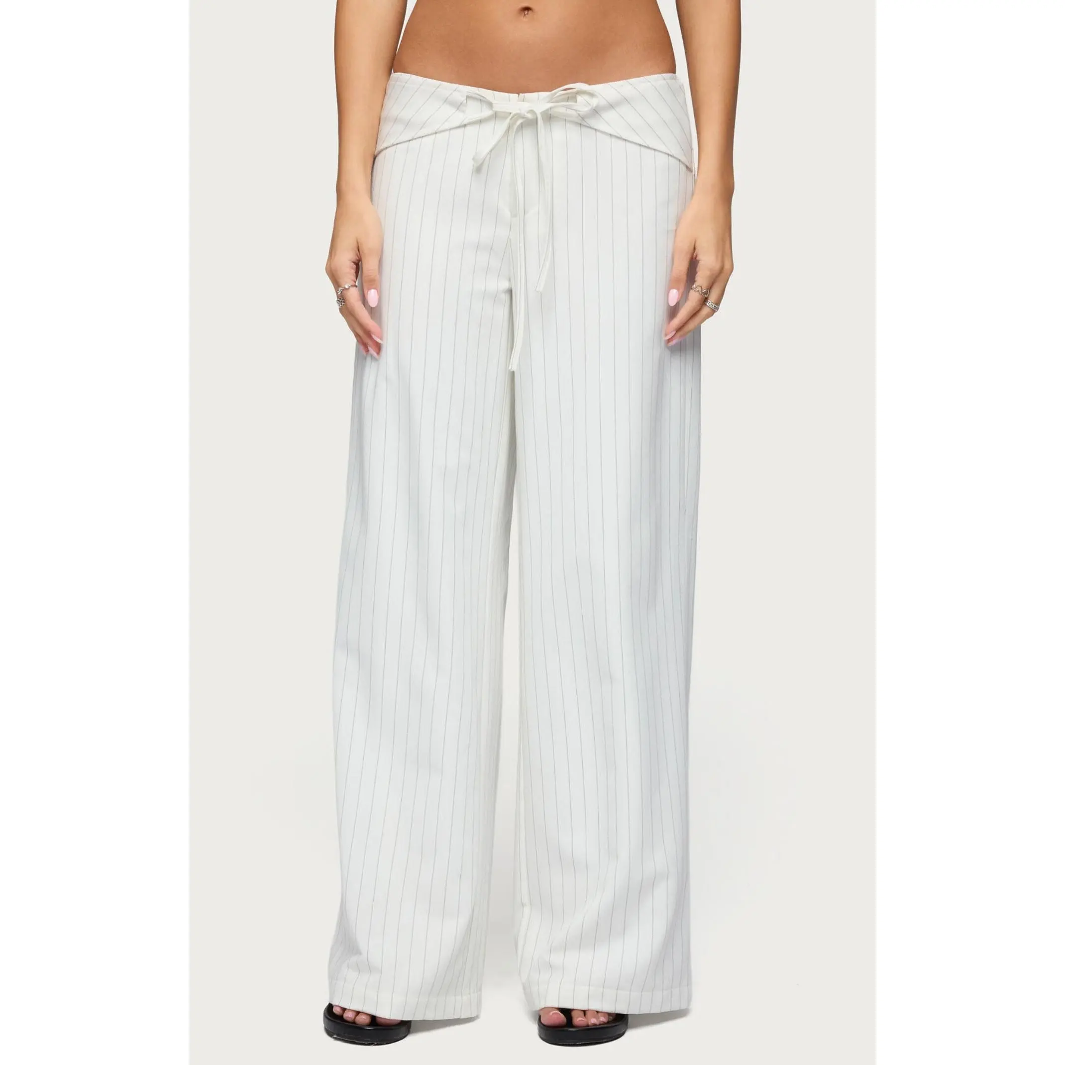 Edikted Women's Parker Pinstripe Belt Pants