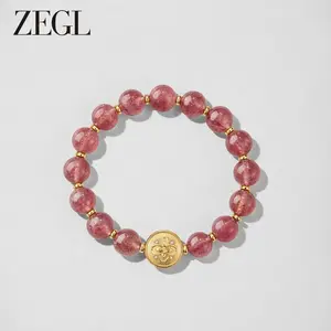 ZEGL 14K Gold-Plated Mandala Red Crystal Bead Bracelet for Women—the perfect gift for Christmas, Mother’s Day, Valentine’s Day, birthdays, and anniversaries