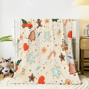Funny Comfy Polyester Blanket Whimsical Christmas Cookie & Red Truck Throw Blanket, Cozy Festive Flannel Blanket for Baby Nursery & Couch Decor The Ultimate Christmas Present