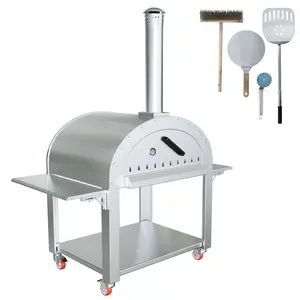 【GARVEE】Outdoor Portable Stainless Steel Charcoal Pizza Oven with Insulation and Dual Table Tops, Includes Pizza Cooking Accessories, Perfect for Backyard and Camping, Available in Multiple Sizes