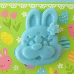 Easter Bunny Beeswax Melts - 2 Pack - Blue Bunny Design with Flower Detail for Festive Home Decor