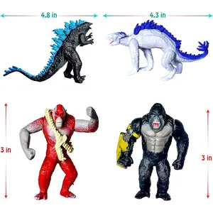 Monster x Kong: New Empire 6Piece Toy Set| Exquisite Basic Evolved Dinosaur Dragon Action Figures| B.E.A.S.T.Battle Roar Glove| Shimo Frost Bite  Mecha King Ghidorah| Cake Toppers