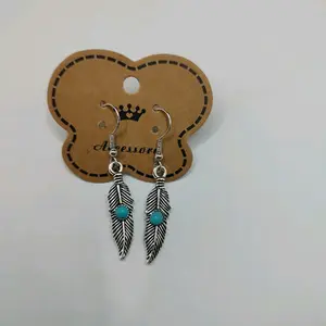 Aceory Feather Earrings - Elegant Hook Earrings with Turquoise Accents, Durable Feathers, and Decorative Design