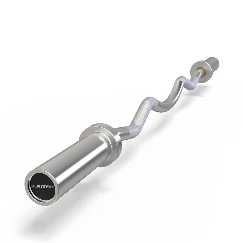RITFIT Chrome-Plated Stainless Steel EZ Curl Barbell Bar - 17.5 lbs, Chrome Finish, Textured Knurled Grip, Balanced Spin, Corrosion-Resistant, Fitness Workout/Gym Accessories, Enhances Curl Bar Experience for At-Home Resistance Training