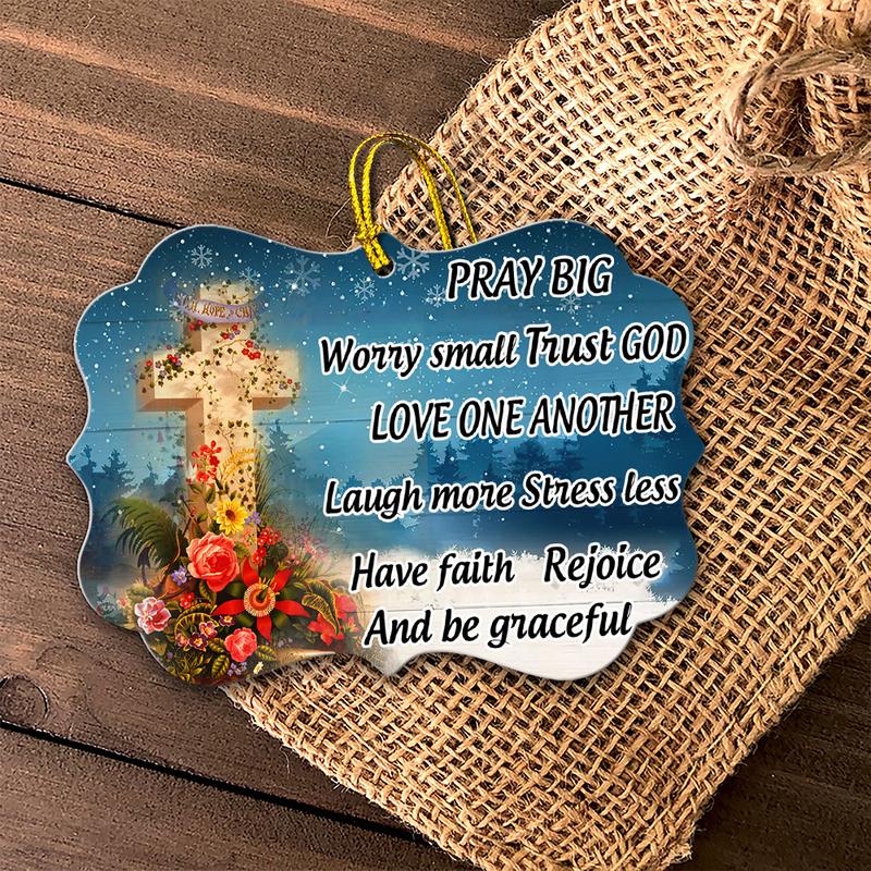 Pray Big Trust God Have Faith Cross Wood Ornament Religious Gift Christian Decor