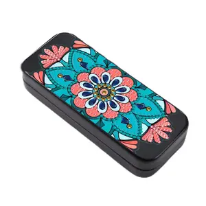 5D DIY Diamond Painting Glasses Case Kit, Mandala Flower Pattern Rhinestone Eyeglass Storage Box, Hard Shell Sunglasses Holder Craft Gift for Women Girls