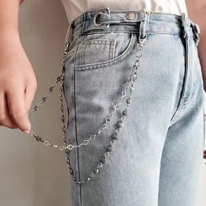 A Alloy Lucky Tree Jeans Chain Hip-Hop Stylish Punk Dark Double-Layer Waist Chain Handsome and Cool Unisex Accessories