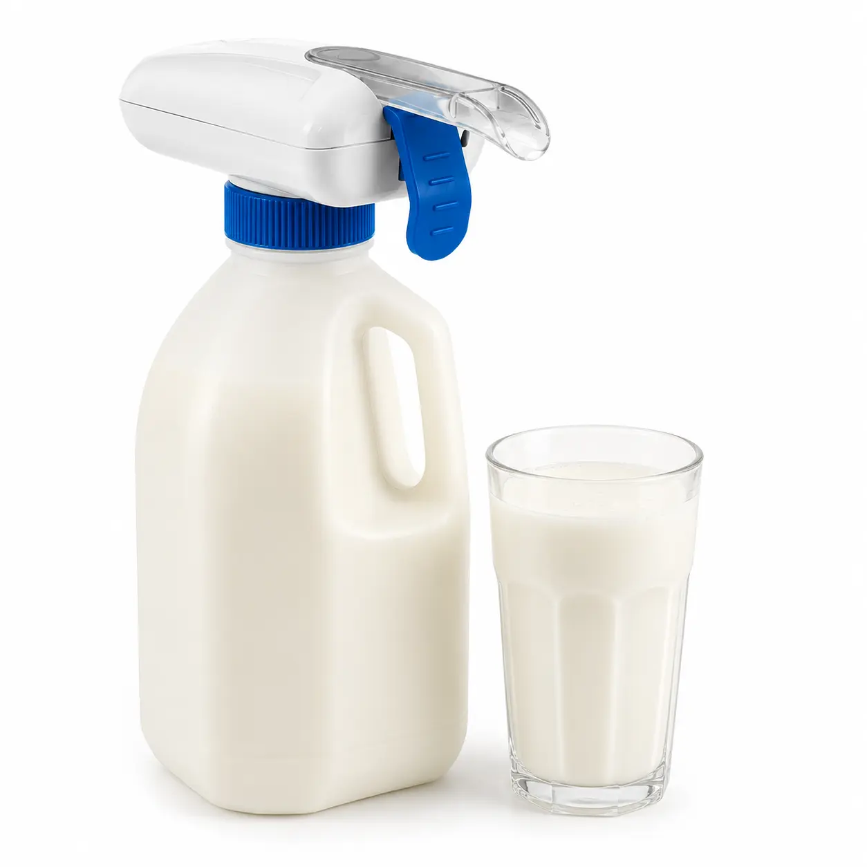 【Summer Deals】Electric Rechargeable Automatic Milk Juice Dispenser for Fridge, 1-Touch Push Button 1-Gal Jug Beverage Pump - No Spill, No Lifting Kitchen Gadget for Families