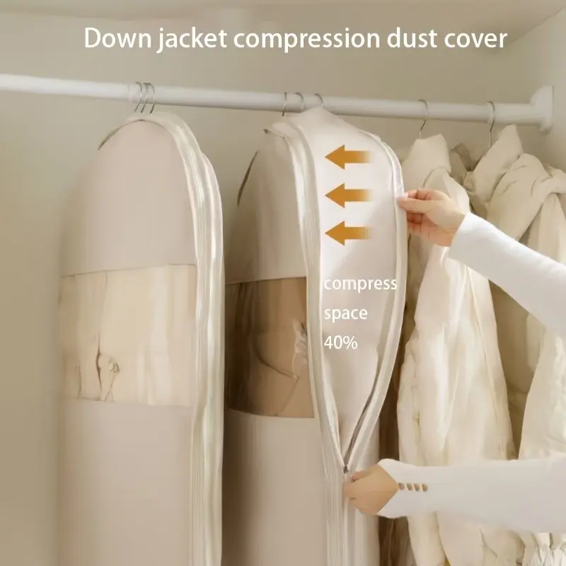 40% more closet space instantly? These hanging vacuum dust cover bags are a total game changer for puffer jackets!