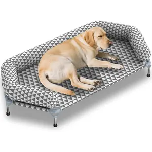 Beds for Large Dogs - Removable Bolsters & cleanable Cover,Elevated Outdoor  Bed,Easy to Assemble,Up to 130lbs,