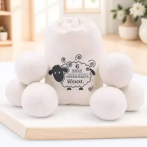 Reusable Wool Dryer Balls, 6 Counts Natural Fabric Softener, Anti-Static Softener Laundry Ball, Laundry Tools & Accessories for Home Use