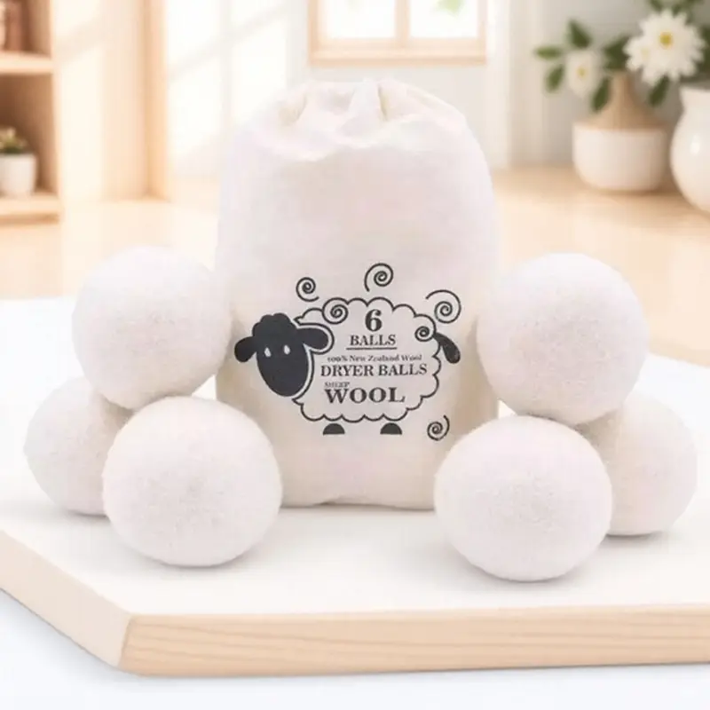 Reusable Wool Dryer Balls, 6 Counts Natural Fabric Softener, Anti-Static Softener Laundry Ball, Laundry Tools & Accessories for Home Use, Various Laundry Needs