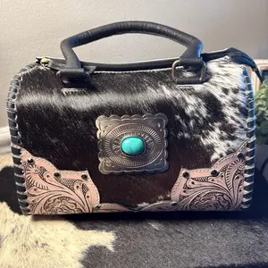 Cowhide and tooled leather speedy