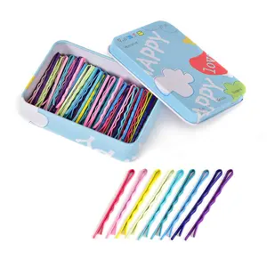 100 count Bobby Pins,Colorful Hair Pins with Cute Box,Metal Bobby Pins for Thick Hair, for All Hair Types Hair Pins for Girls Women (2.16 Inch),multicolor