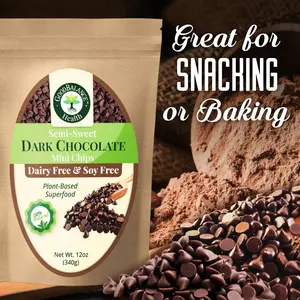 Good Balance Health Dark Chocolate Mini Chips , Semi Sweet, Dairy Free, Soy Free, Melting Chocolate for Deserts, Baking, Fondue, Dipping, Decorations, 4 Resealable Bag, 12 ounces each 24oz total