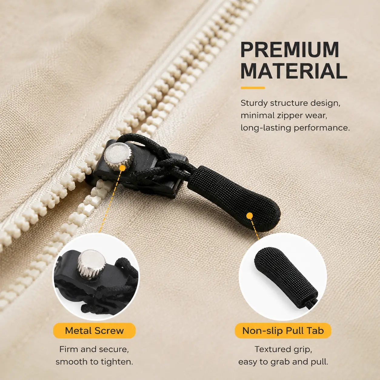 10 Pieces, Detachable Zipper Pull Replacements, No Tool Required No Sewing With Nylon Woven Cord, For Jackets Backpacks Luggage Zippers