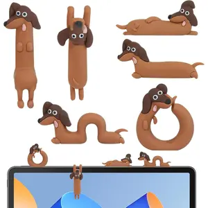 6 PCS Mini Dachshund Figurines Desk Accessories - Cute Funny Sausage Dog Decorations for Computer Monitor, Car Dashboard & Office Desk, Small Resin Dog Decor Set for Aesthetic Workspace