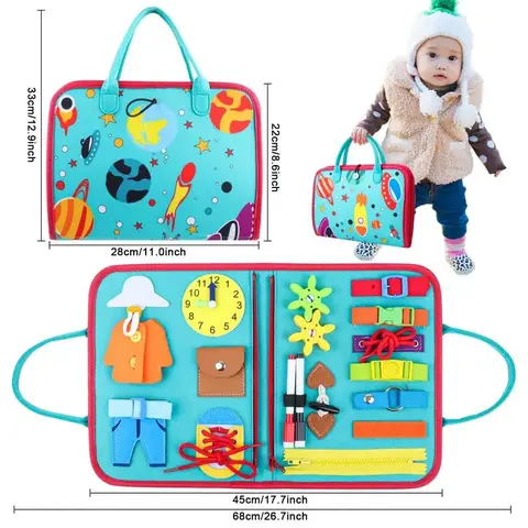 Montessori Busy Board & Shape Sorter Bag - Safe Felt Early Learning Soft Book with Fine Motor Skills Development, Lightweight Portable Toddler Gift for 1-4 Year Olds, Soft Edges, Velcro, Thanksgiving Cognitive Games Boost Early Learning