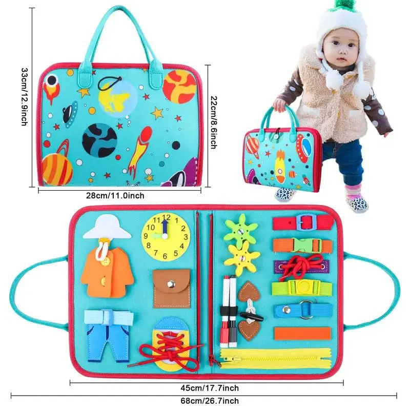 Montessori Busy Board & Shape Sorter Bag - Toddler Toys for 1-4 Year Olds, Early Learning Soft Book, Fine Motor Skills Preschool Activity, Travel Toy -wjlm, Montessori Toys