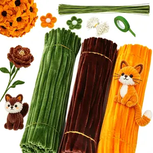 381pcs Flower pipe cleaners kit,diy flower decor,chenille flowers,orange color,orange color,thick pipe cleaner,plush DIY pipe cleaner craft pack, school project