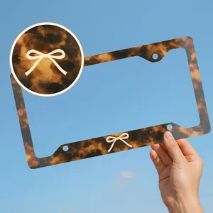 Tortoise Shell Coquette Bow License Plate Frame