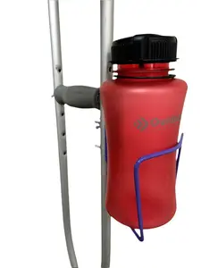 Aluminum Drink Holder for Crutches - Patent Pending Aluminum Design for Crutches - Fits Mugs & Bottles - Handcrafted in USA - Lightweight & Durable - Quick Easy Installation