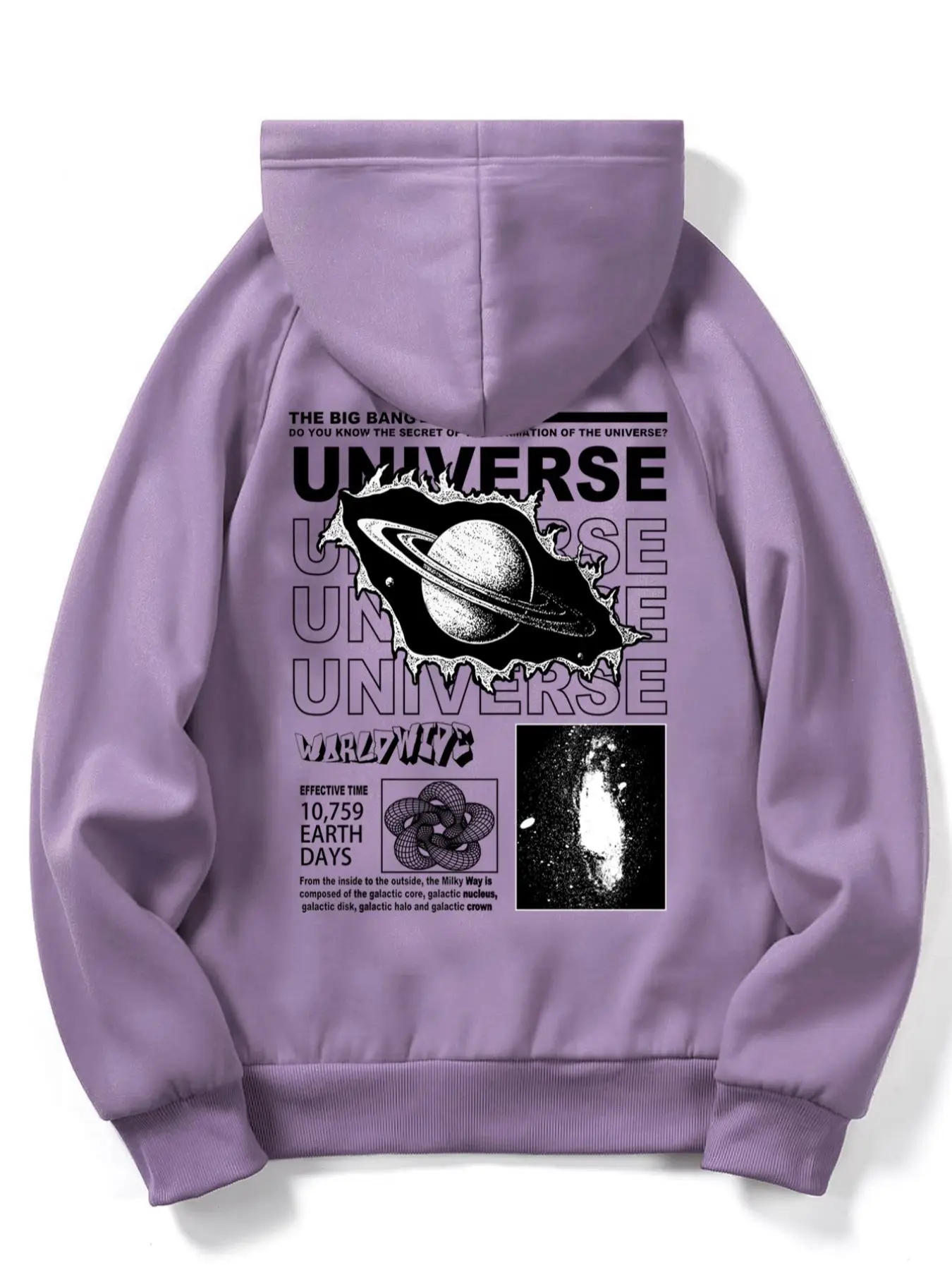 Unisex Planet Print Drawstring Pocket Essentials Hoodie, Loose Stylish Raglan Sleeve Hooded Sweatshirt for Fall & Winter, Comfort Pullover Tops for Me