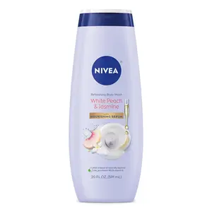 NIVEA White Peach and Jasmine Body Wash with Nourishing Serum, 20 Fl Oz