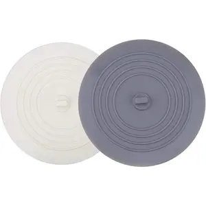 Tub Stopper 2 Pack, 6 inches Large Silicone Drain Plug Hair Stopper Flat Suction Cover for Kitchen Gadgets Bathroom Accessories and Laundry