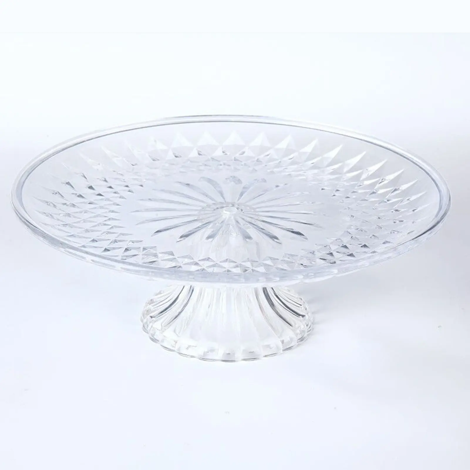 5.91In Clear Plastic Cake Stand Serving Tray, Food Grade Safe Dessert Platter, Elegant Crystal Cut Design, Perfect For Birthday Parties Weddings Lightweight Sturdy Pedestal Base, Easy Clean And Reuse, Great Sweet Table Centerpiece