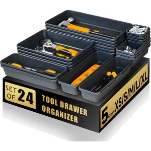 Tool Box Organizer Tray, Toolbox Desk Drawer Organizer, Tool Box Tray, Toolbox Organization Storage for Rolling Tool Chest (24 PCS)