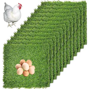 12 Pcs Chicken Nesting Box Pads Artificial Grass Rug Carpet Synthetic Turf Mat Nest Box Bedding For Chicken Coop Pet Garden Lawn Indoor Outdoor(12"X12")