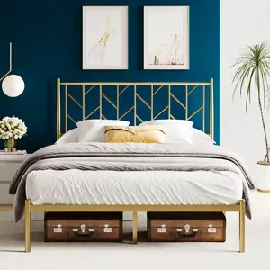 HOOMIC Modern Metal Platform Bed Frame【Frame Only No Mattress】with Headboard,Under Bed Storage,Noise Free,No Box Spring Needed,12 Durable Ribs